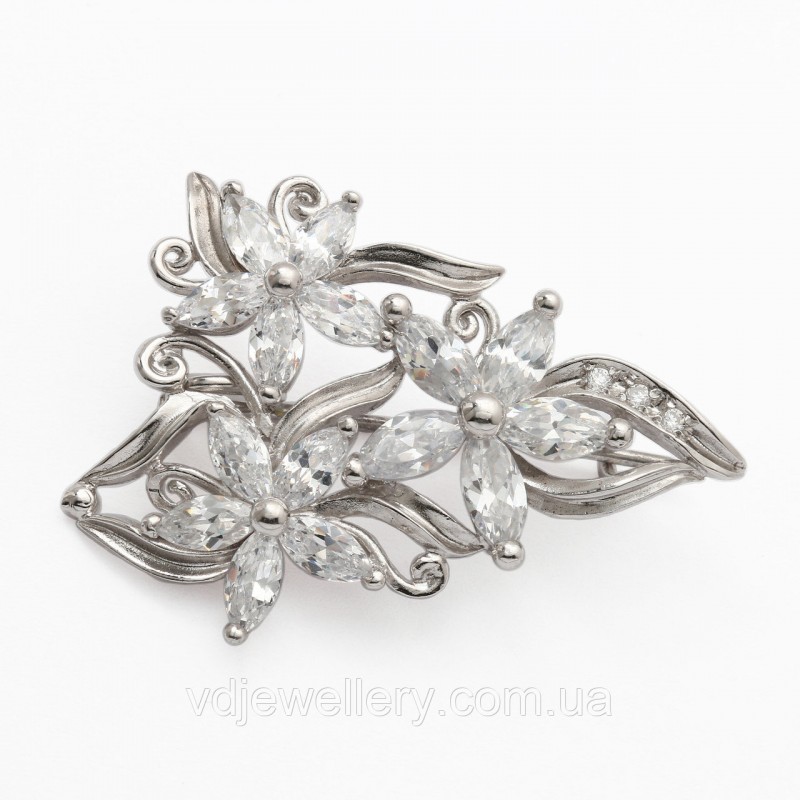 Серебряная брошка 6110089