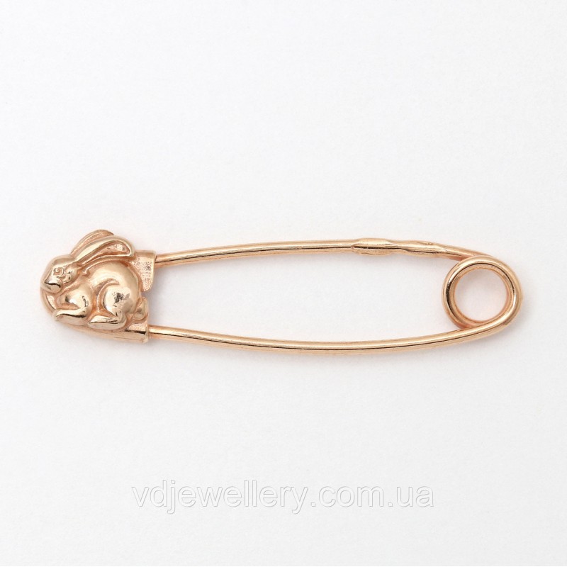 Срібна шпилька з позолотою "Заєць" хба2