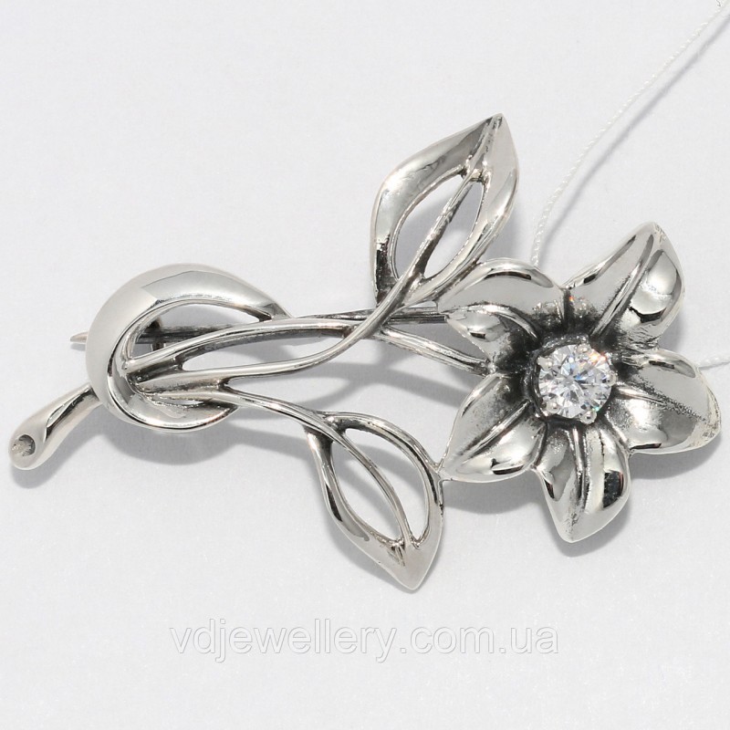 Серебряная брошка 6110027