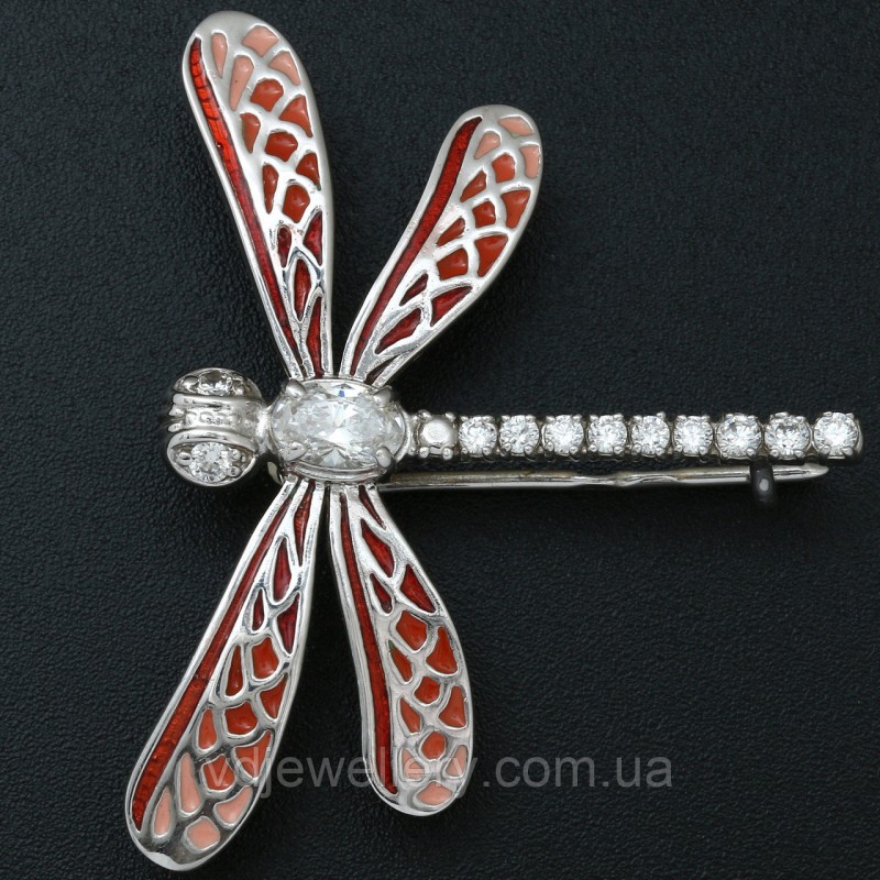 Серебряная брошка "Стрекоза" 6110047