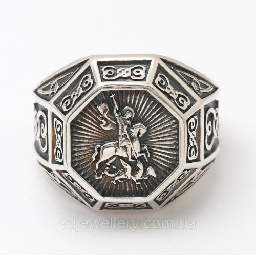 Мужское серебряное кольцо "Георгий Победоносец" 2100569