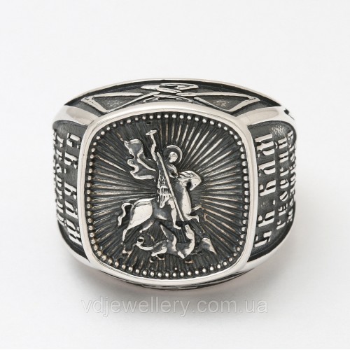 Мужское серебряное кольцо "Георгий Победоносец" 2100565