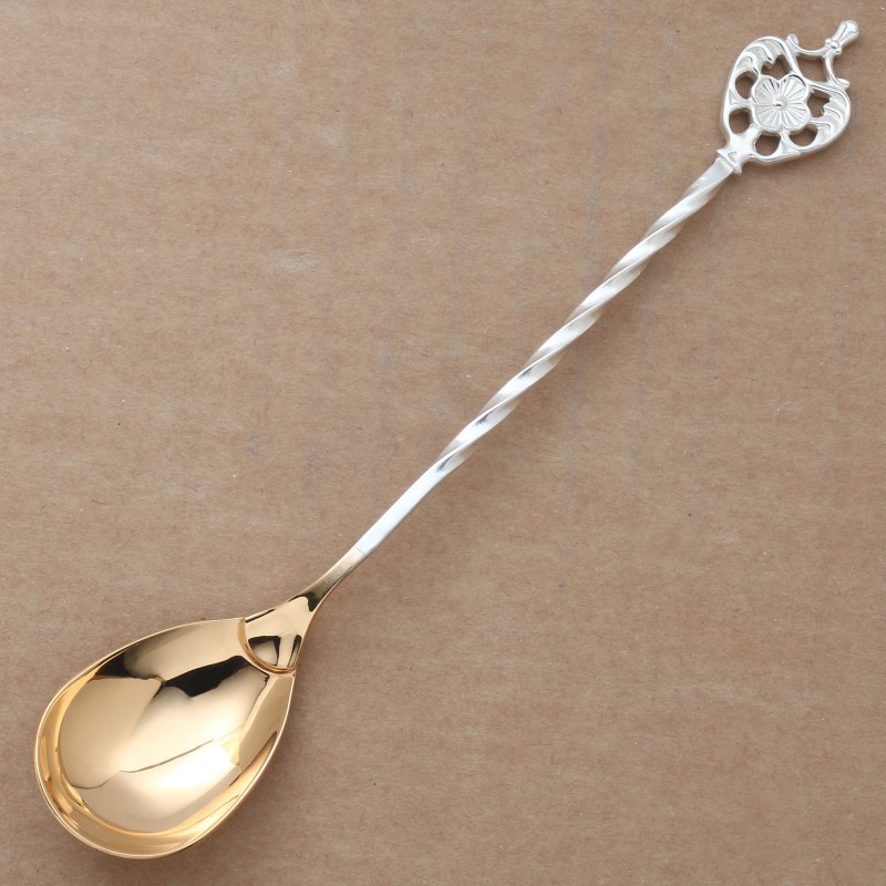 Срібна ложка кавова з позолотою л23