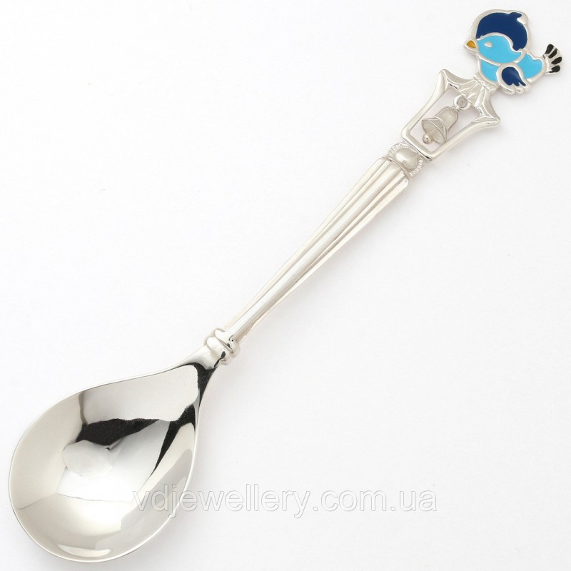 Серебряная ложка с воробушком