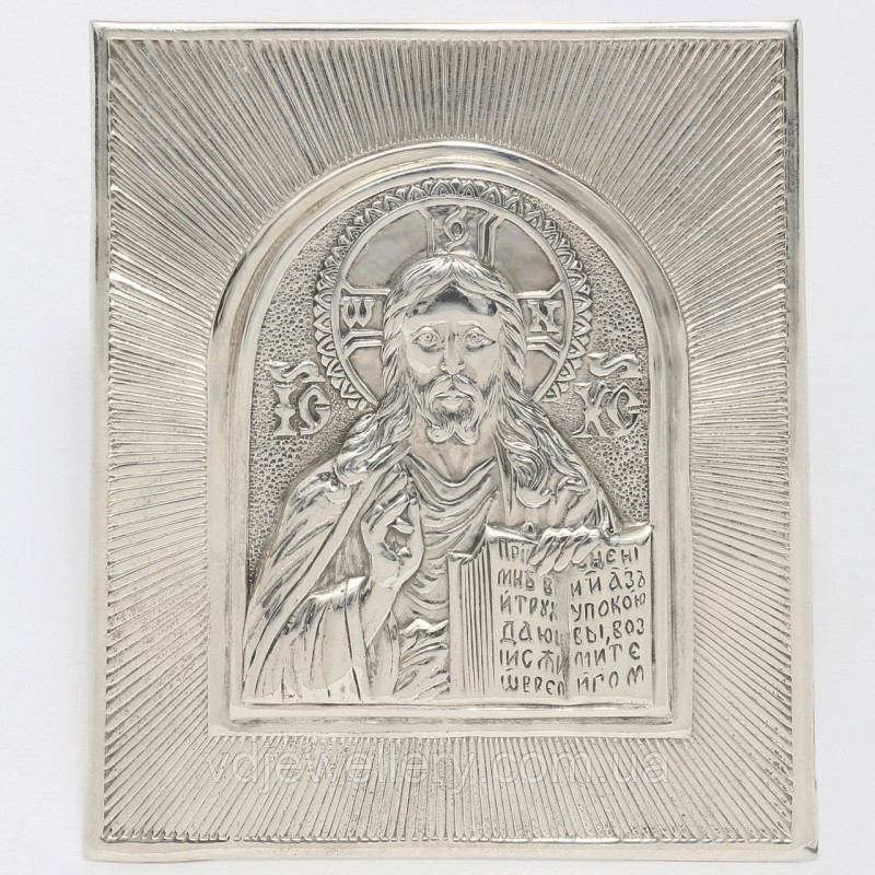 Серебряная икона "Спас Нерукотворный" 2ЮН
